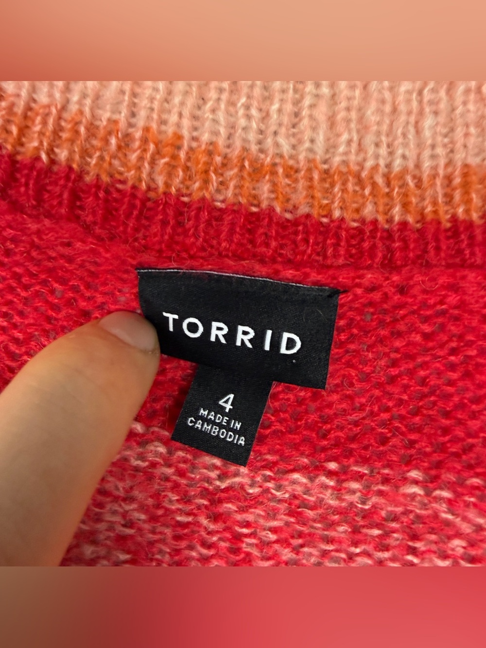 Torrid Wool Blend Striped Multicolor Puff Sleeve Cardigan - Picture 4 of 6